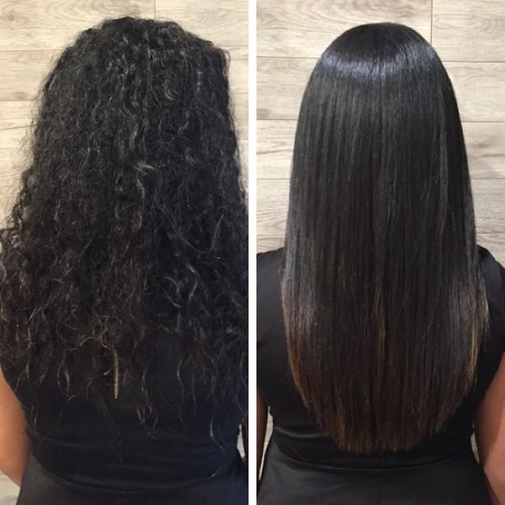 Imagem de cabelo com química antes e depois usando Hidraliso