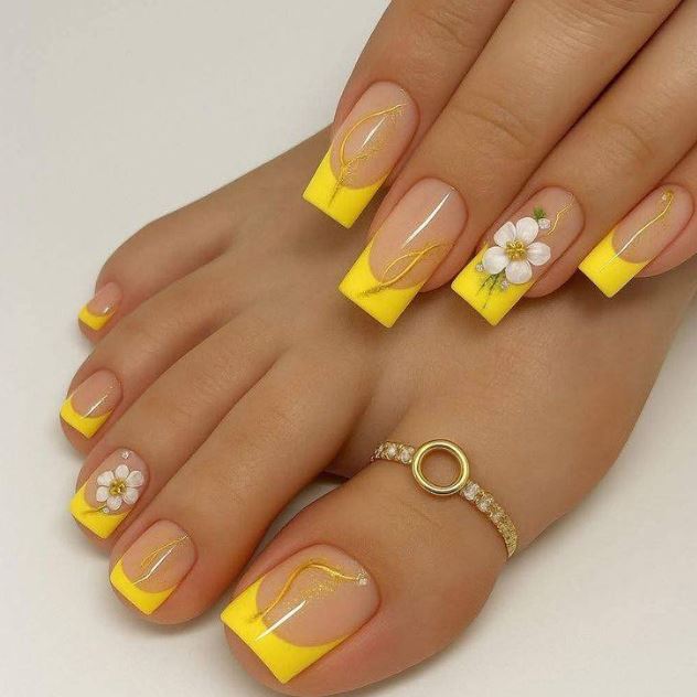 Estilos de unhas amarelas para diferentes ocasiões.