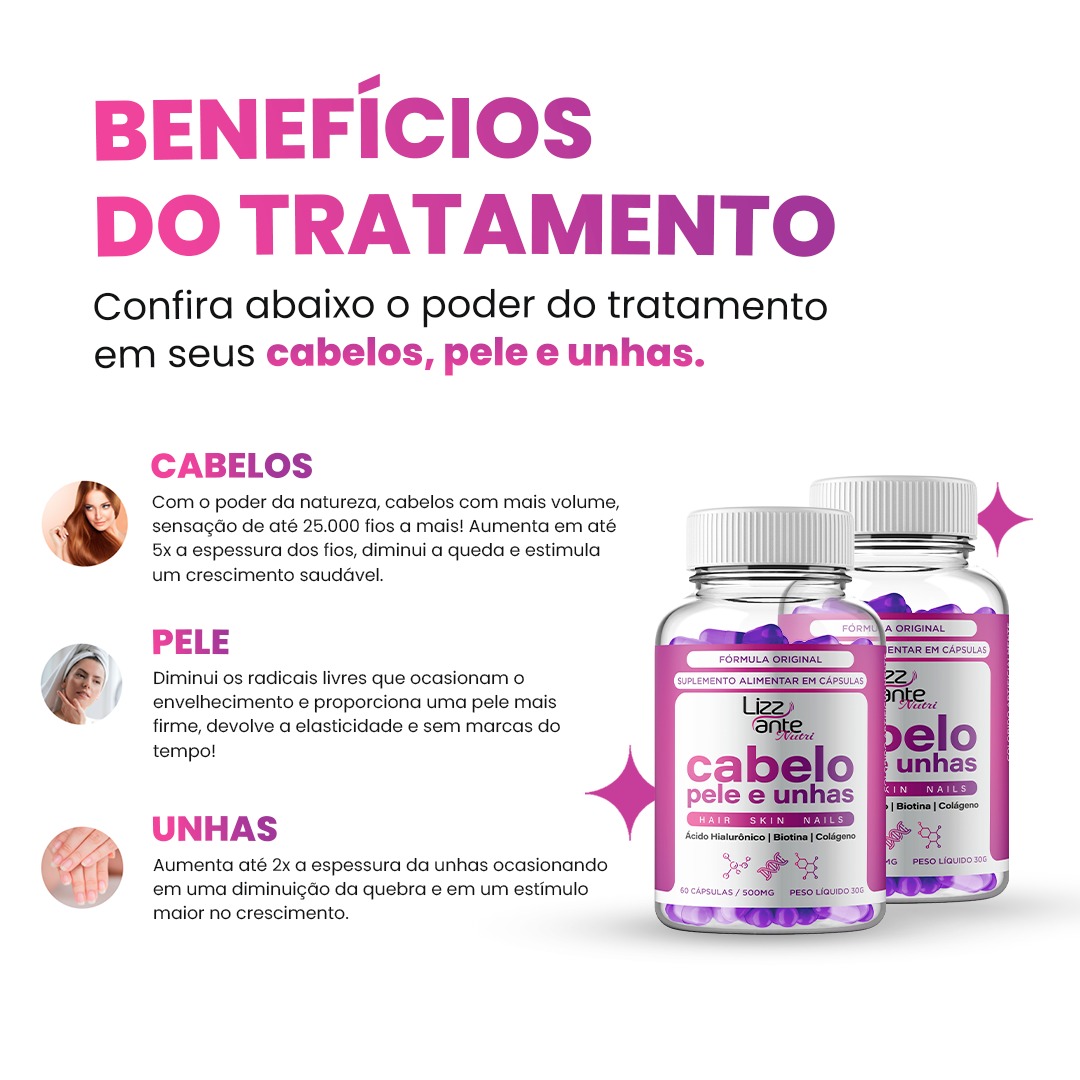 Principais benefícios do Lizz Ante Nutri Cabelos Peles E Unhas Principais benefícios do Lizz Ante Nutri.