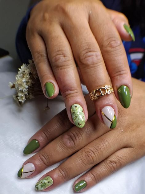 Unhas verdes simples e bonitas para uso diário