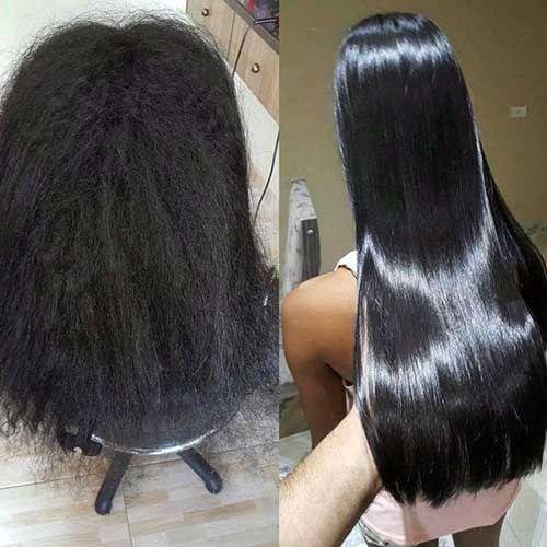 Hidraliso antes e depois com brilho intenso e toque macio