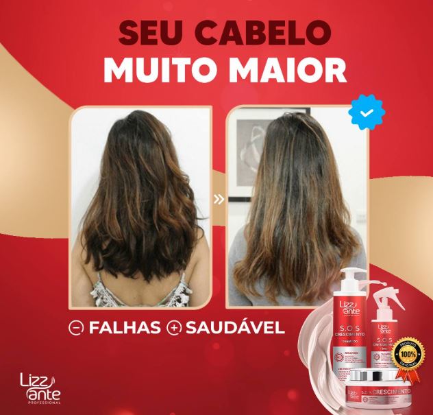 Resultado do Kit S.O.S Crescimento Capilar antes e depois real.