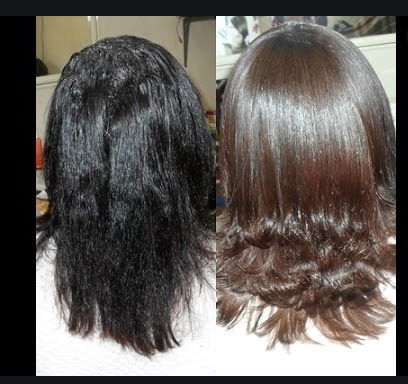 Hidraliso antes e depois com fios mais disciplinados e leves