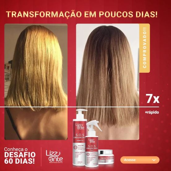 Kit S.O.S Crescimento Capilar estimula o couro cabeludo.