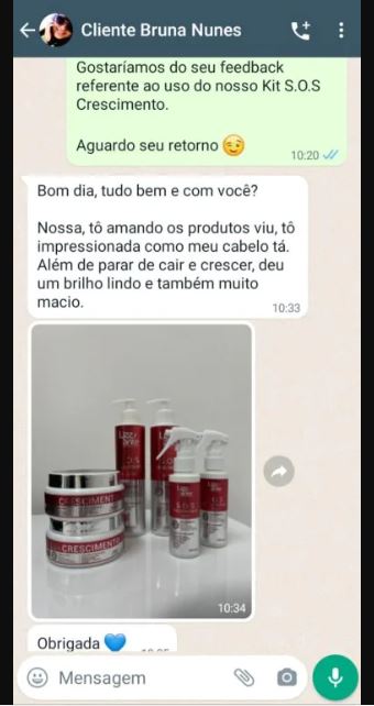 Cabelos mais longos com Kit S.O.S Crescimento Capilar original.