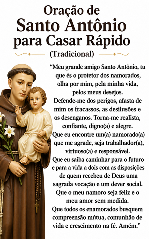 Oração de Santo Antônio para Casar Rápido (Tradicional).