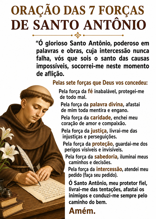 Oração das 7 Forças de Santo Antônio.
