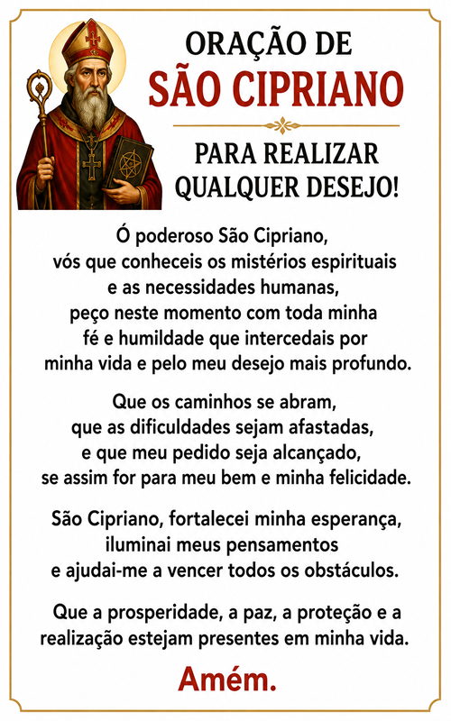 Oração De São Cipriano Para Realizar Qualquer Desejo!