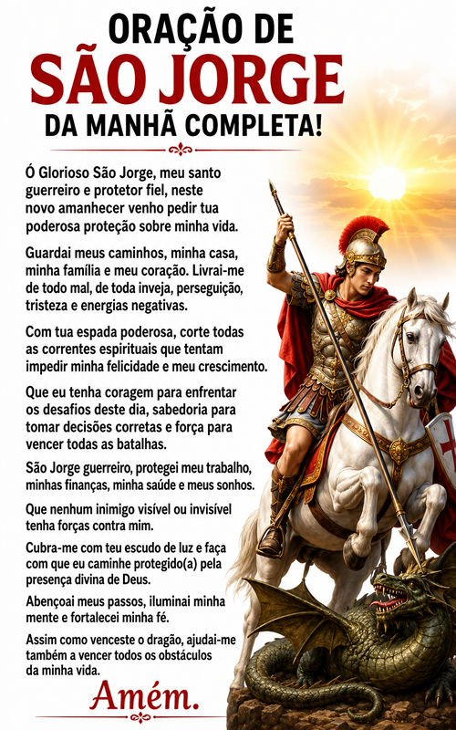 Oração De São Jorge Da Manhã Completa! Oração De São Jorge Da Manhã Completa!