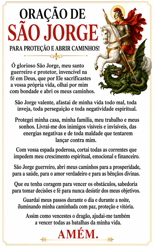 Oração De São Jorge Para Proteção E Abrir Caminhos!
