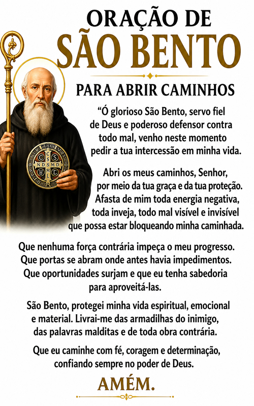 Oração de São Bento Para Abrir Caminhos.