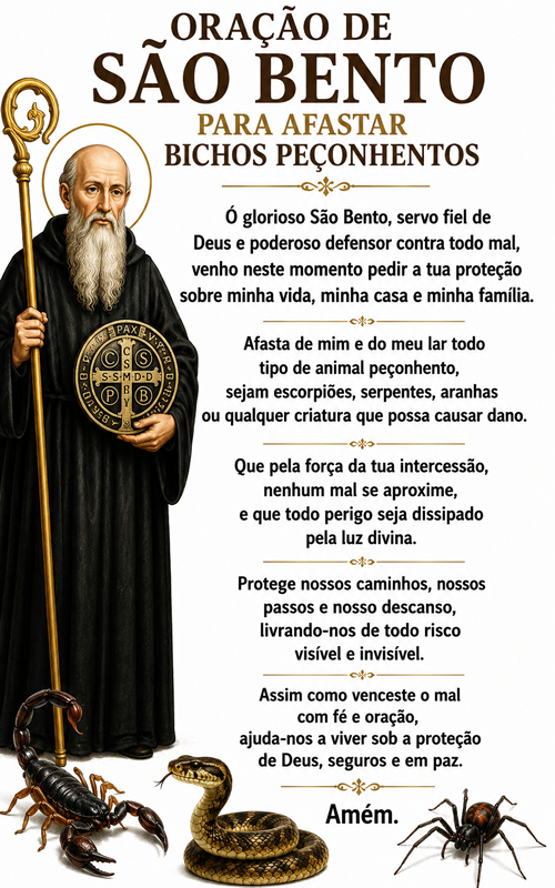 Oração de São Bento Para Afastar Bichos Peçonhentos.