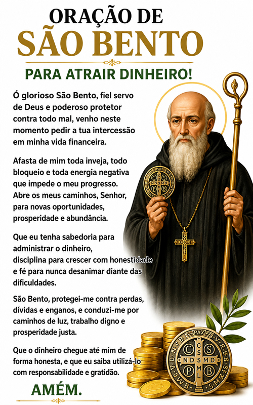 Oração de São Bento para Atrair Dinheiro!