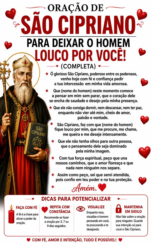 Oração de São Cipriano Para Deixar o Homem Louco Por Você.