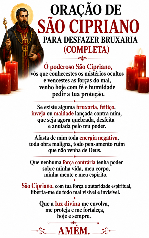 Oração de São Cipriano Para Desfazer Bruxaria (Completa).