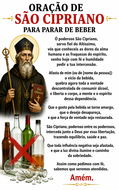 Oração de São Cipriano Para Parar de Beber (Completa)!