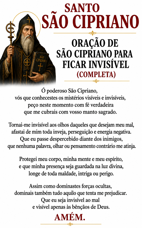 Oração de São Cipriano para Ficar Invisível (Completa).