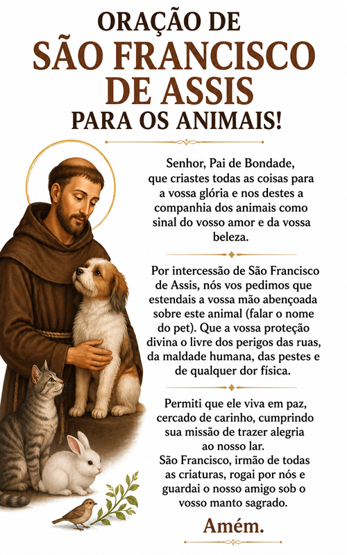 Oração de São Francisco de Assis para os Animais!