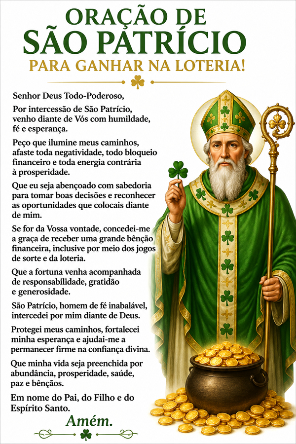 Oração De São Patrício Para Ganhar Na Loteria!
