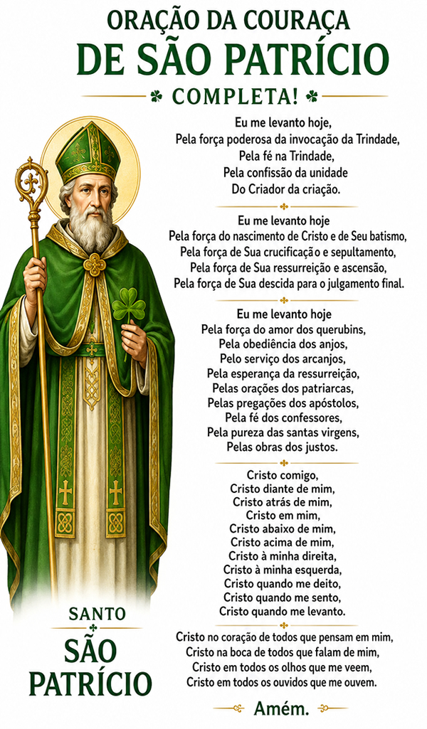 Oração da Couraça de São Patrício Completa! Oração da Couraça de São Patrício Completa!